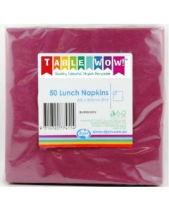 Lunch Napkin - Burgundy - Pack 50 - 300mm x 300mm 2 Ply (380152A)