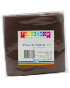 Lunch Napkin - Chocolate - Pack 50 - 300mm x 300mm 2 Ply (380161A)