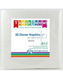 Dinner Napkin - White  - Pack 50 - 400mm x 400mm 2 Ply (380201A)
