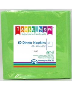 Dinner Napkin - Lime Green - Pack 50 - 400mm x 400mm 2 Ply (380222A)