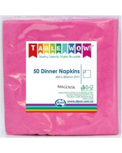 Dinner Napkin - Magenta - Pack 50 - 400mm x 400mm 2 Ply (380234A)
