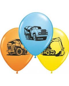 Construction Trucks - 28cm (11 Inch) Latex Balloon - Special Assorted (38081Q)