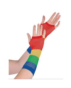 Rainbow Fishnet Gloves - Long (397288AM)
