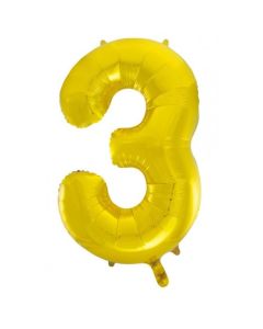 3 Gold Number - 86cm (34') Foil Balloon (3GoldA)