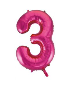 3 Magenta Pink Number - 86cm (34') Foil Balloon (3PinkA)