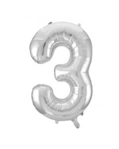 3 Silver Number - 86cm (34') Foil Balloon (3SilverA)