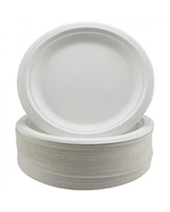 Sugarcane Lunch Plates 230mm White - 10 Pack - (400251A)