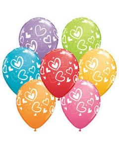 Mix and Match Hearts - Mixed White Print - 28cm (11 Inch) Latex Balloon (40205Q)