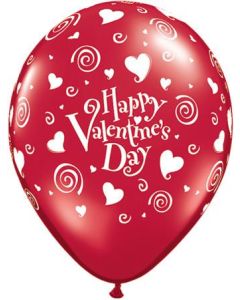 Happy Valentines - Swirling Hearts - 28cm (11 Inch) Latex Balloon (40310Q)