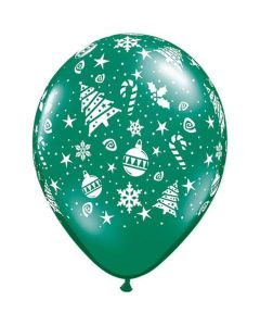 Christmas Trimmings - Emerald & Ruby Red  - 28cm (11 Inch) Latex Balloons (40559Q)