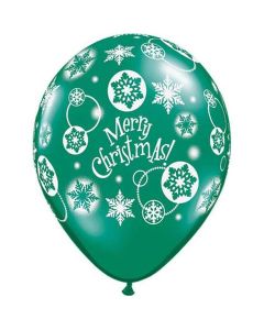 Christmas Snowflakes - Emerald & Ruby - 28cm (11 Inch) Latex Balloon (40560Q)