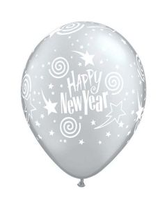 Happy New Year Swirling Stars - 28cm (11 Inch) Latex Balloon (40569Q)