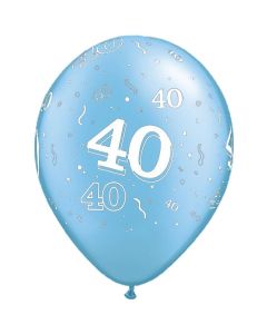 40-A-Round Azure Blue Pearl - 28cm (11 Inch) Latex Balloon (40-02)