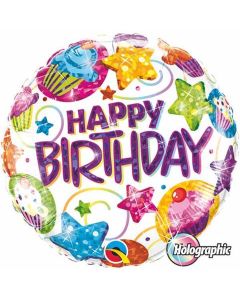 Happy Birthday Dazzling Sweets Holograph - 18 Inch Foil Balloon (41438Q)