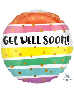 Get Well Soon Bold Strips 45cm Foil Balloon (4168301AM)
