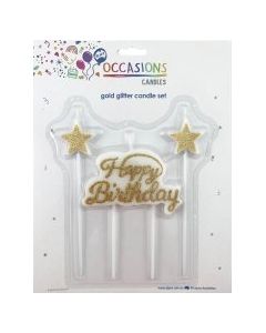 Happy Birthday Gold Candle Glitter Set (431117A)