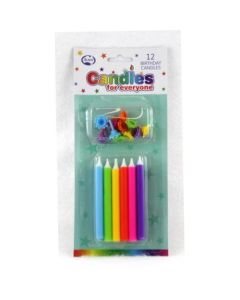 Jumbo Solid Bright Colour Candles With Holders (Pack of 12) (431130A)