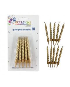 Spiral Gold Birthday Candles (Pack of 10) (431131A)