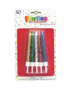 Metallic Candles With Holders - Pack 10 (431137A)