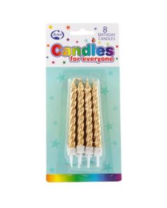 Jumbo Gold Candles with holders (Pack of 8) (431141A)