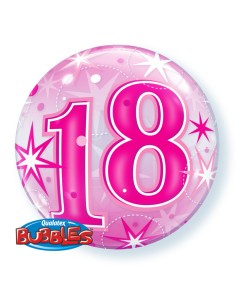18 Starburst Sparkle - Pink - 22 Inch Bubble Balloon (43122Q)