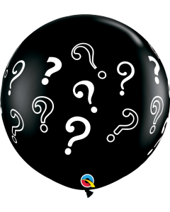 Question Marks (?) - 3ft Round Onyx Black Latex Balloon (43400Q)