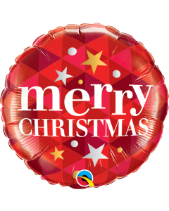Merry Christmas Stars - Red - 18 Inch Foil Balloon (43493Q)