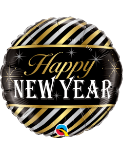 New Year Diagonal Stripes - 18 Inch Foil Balloon (43525Q)