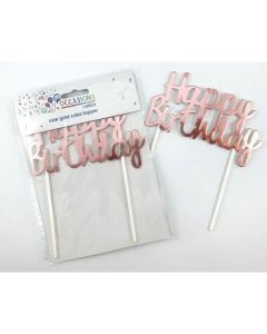 Cake Topper - Happy Birthday - Metallic Rose Gold (443003A)