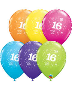 16-A-Round - Tropical Assortment - 28cm (11 Inch) Latex Balloon (45350Q)