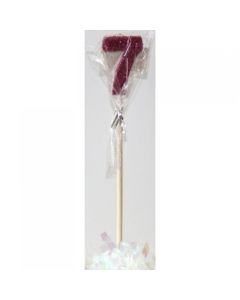 Pink Glitter Long Stick Candle # 7 (447507A)