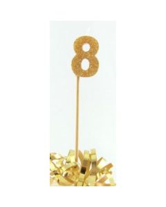 Gold Glitter Long Stick Candle # 8 (447808A)