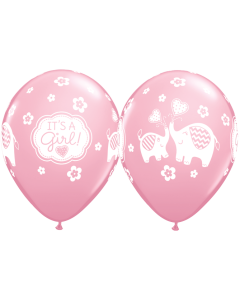 It's A Girl Elephants - 28cm (11 Inch) Latex Balloon (45114Q)