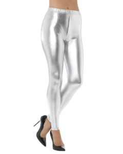 Silver 1980's Metallic Disco Leggings (SM48105)