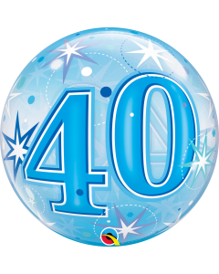 40 Blue Starburst Sparkle - 22 Inch Bubble Balloon (48445Q)