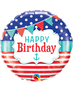 Happy Birthday Nautical & Pennants - 18 Inch Foil Balloon (49178Q)