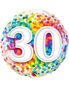 30 Rainbow Confetti - 18 Inch Foil Balloon (49526Q)