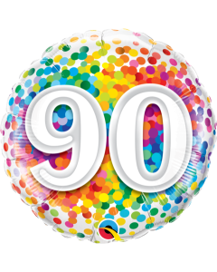 90 Rainbow Confetti - 18 Inch Foil Balloon (49562Q)