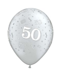 50-A-Round Silver - 28cm (11 Inch) Latex Balloon (50-15)