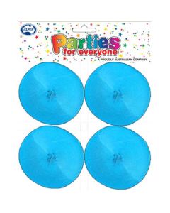 Azure Blue Crepe Streamers (Pack of 4) - 35mm wide x 13m long x 4 qty (510057A)