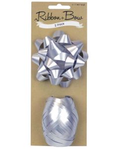 Ribbon & Bow Star & Egg - Silver (E2439)