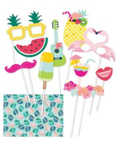 Photo Prop Set With Backdrop 10 Pack - Hawaiian Tropical (E5004)