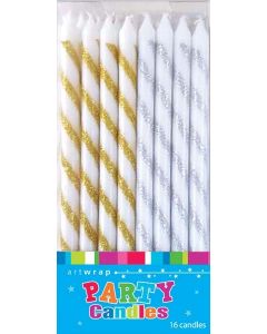 Candle Glitter - 16 Pack - Gold And Silver (E4177)