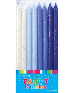 Candle Glitter 12cm  - 16 Pack - Blue (E4179)