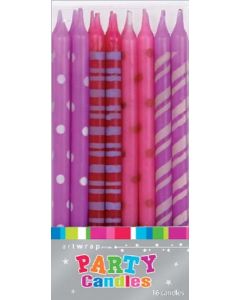 Candle Small Tappered 12cm (5 Inch) - 16 Pack - Pink (E54704)