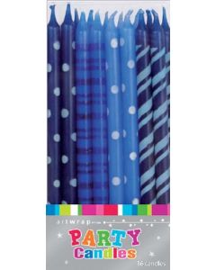 Candle Small Tappered 12cm (5 Inch) - 16 Pack - Blue (E54705)