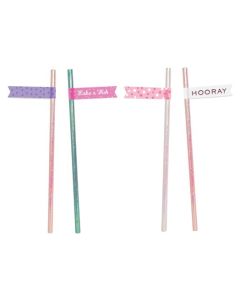 Flag Straw Stickers 10 Pack (Girl) (E6621)