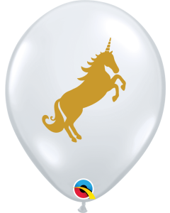 Unicorn Gold Print on Diamon Clear - 28cm (11 Inch) Latex Balloon (57435Q)