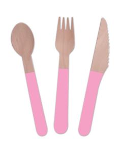 Wooden Cutlery Mixed Pink (Pack of 12) (E6885)