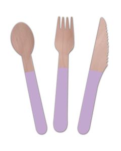 Wooden Cutlery Mixed Purple (Pack of 12) (E6887)